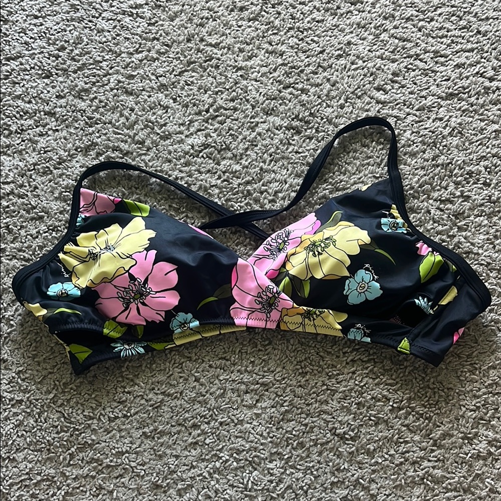 PINK Victoria's Secret Floral Bikini Top - Black, Pink, Yellow